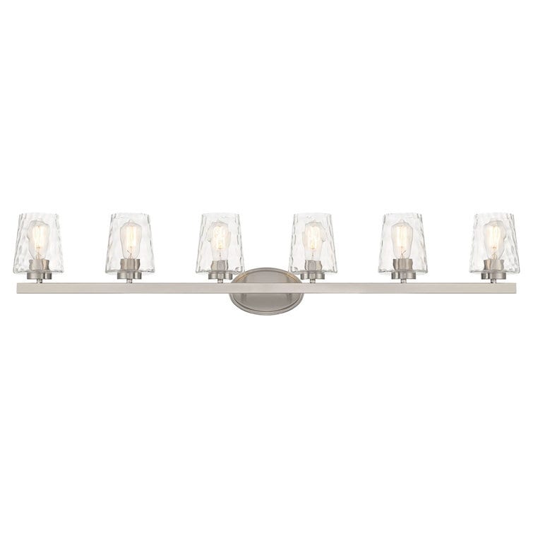 Applique murale de salle de bain à 6 lumières LED, style moderne du milieu du siècle, avec verre artistique et fonction de gradation - 51 pouces