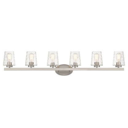 Applique murale de salle de bain à 6 lumières LED, style moderne du milieu du siècle, avec verre artistique et fonction de gradation - 51 pouces