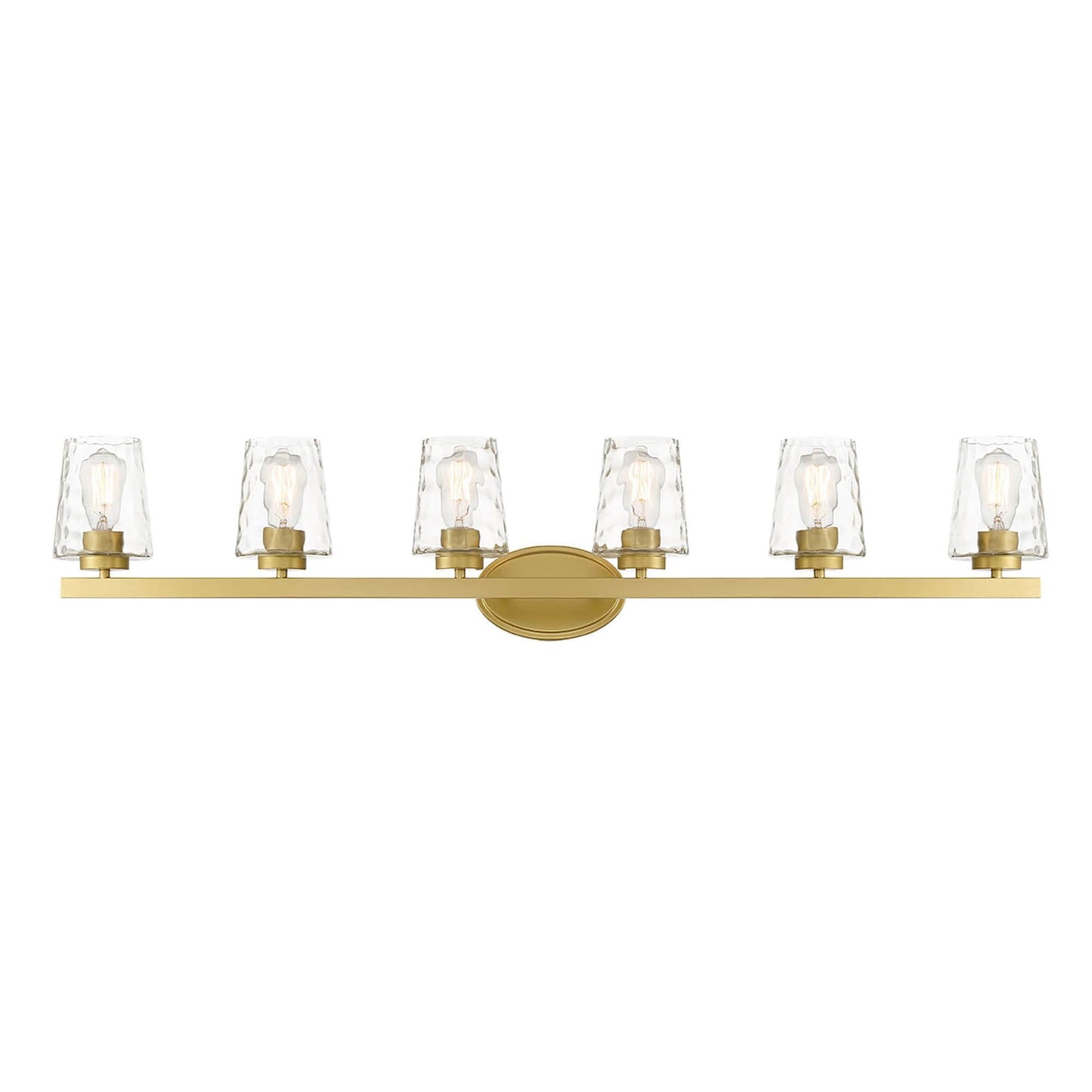 Applique murale de salle de bain à 6 lumières LED, style moderne du milieu du siècle, avec verre artistique et fonction de gradation - 51 pouces