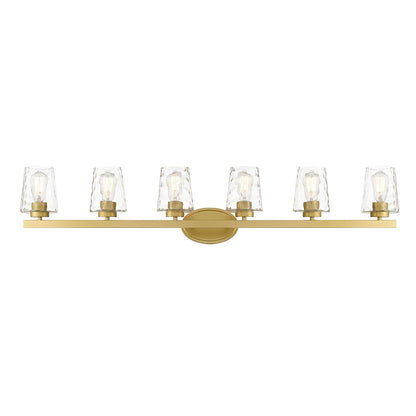 Applique murale de salle de bain à 6 lumières LED, style moderne du milieu du siècle, avec verre artistique et fonction de gradation - 51 pouces