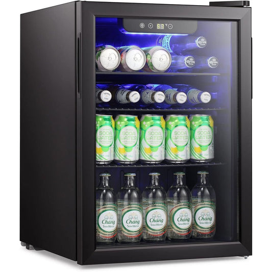 Mini réfrigérateur - Réfrigérateur à boissons pour 100 canettes, cave à vin, porte vitrée transparente, écran tactile pour boissons - 2,6 pieds cubes.