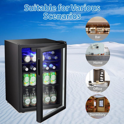 Mini réfrigérateur - Réfrigérateur à boissons pour 100 canettes, cave à vin, porte vitrée transparente, écran tactile pour boissons - 2,6 pieds cubes.