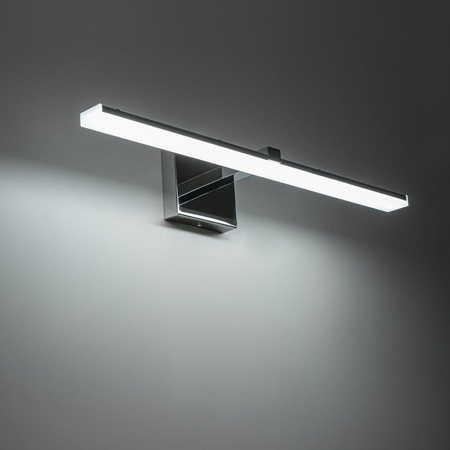 Barre lumineuse LED chromée à intensité variable, style minimaliste, pour meuble-lavabo