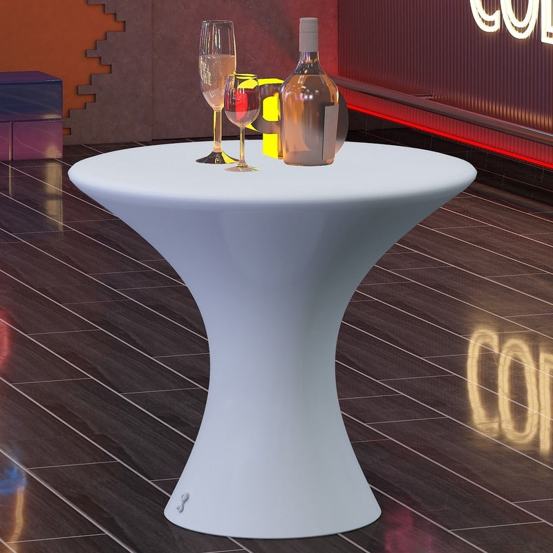 Mixoy Table de cocktail LED à couleurs changeantes, table à vin lumineuse rechargeable sans fil, table de bar pour ambiance maison, patio, piscine.