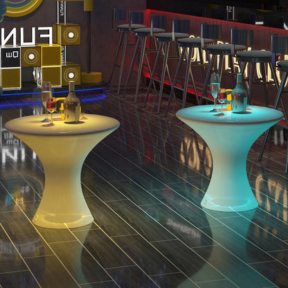 Mixoy Table de cocktail LED à couleurs changeantes, table à vin lumineuse rechargeable sans fil, table de bar pour ambiance maison, patio, piscine.