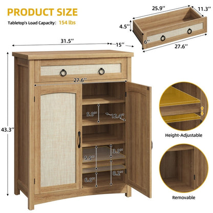 Meuble à chaussures Moasis à 5 niveaux et 20 paires avec portes doubles pour l'entrée