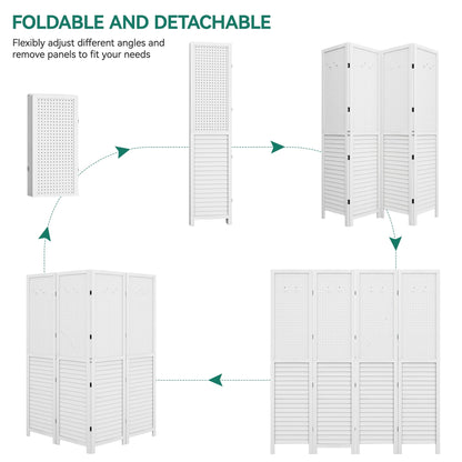 Paravent de séparation de pièce en bois Moasis 67 blanc à 4 panneaux