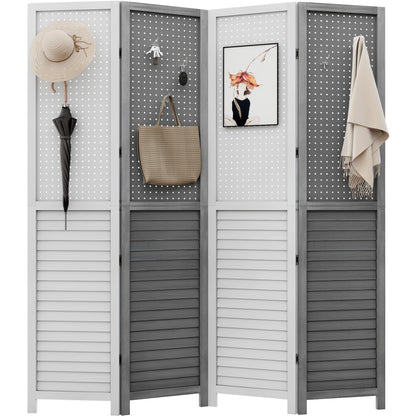 Paravent de séparation de pièce en bois Moasis 67 blanc à 4 panneaux