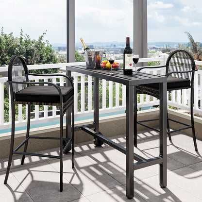 Table de bar/de comptoir de patio en métal Moasis avec roulettes