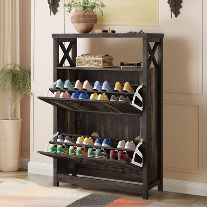 Meuble de rangement pour chaussures Moasis avec 2 compartiments pour entrée et couloir