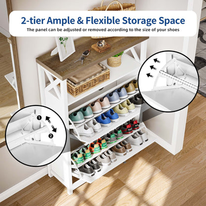 Meuble de rangement pour chaussures Moasis avec 2 compartiments pour entrée et couloir