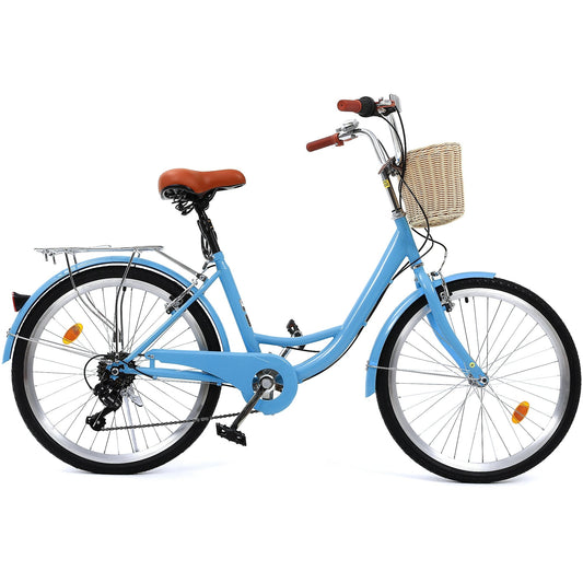 Moasis24/26 Vélo de ville à 7 vitesses, vélo de croisière à pas réglable, vélo de trajet domicile-travail.