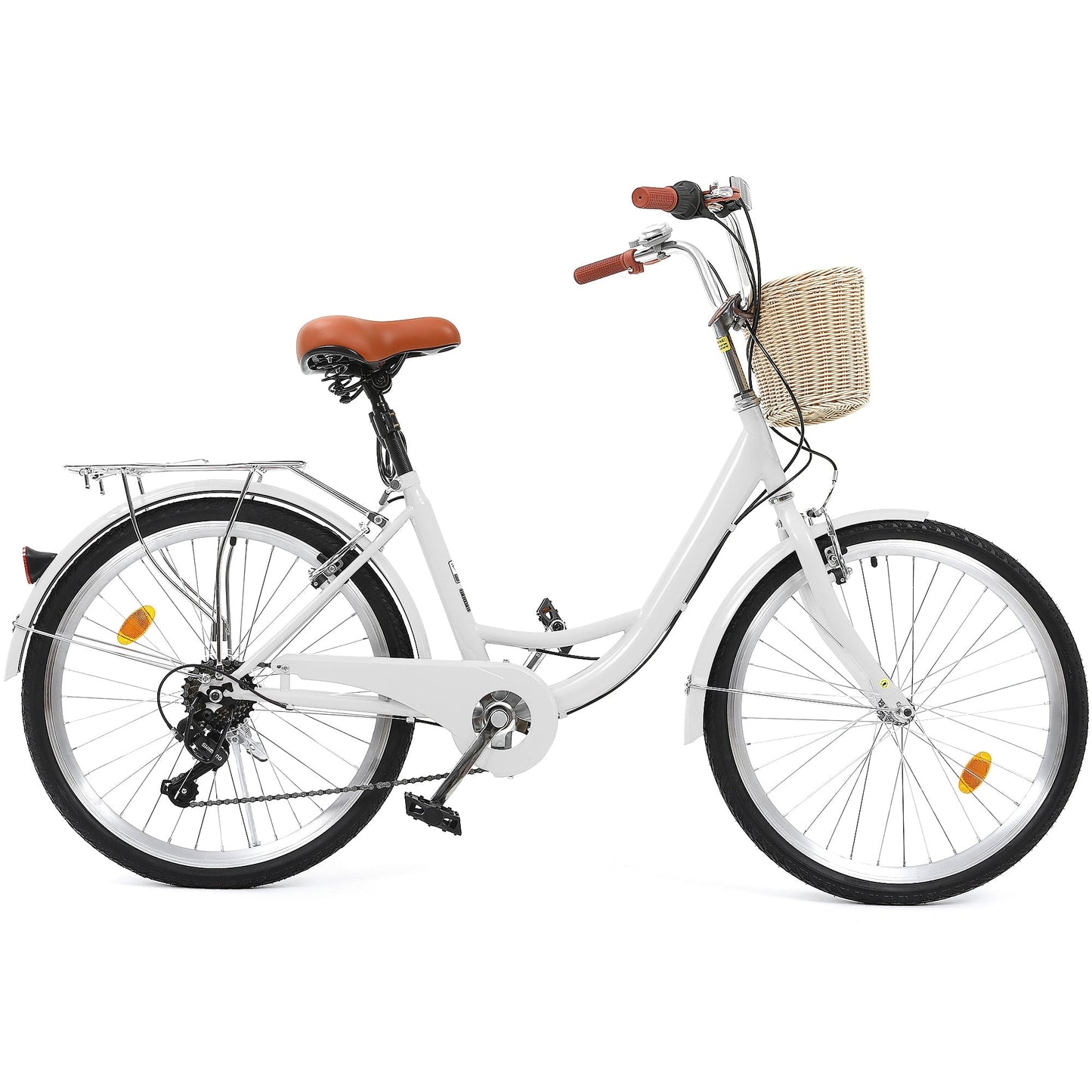 Moasis24/26 Vélo de ville à 7 vitesses, vélo de croisière à pas réglable, vélo de trajet domicile-travail.