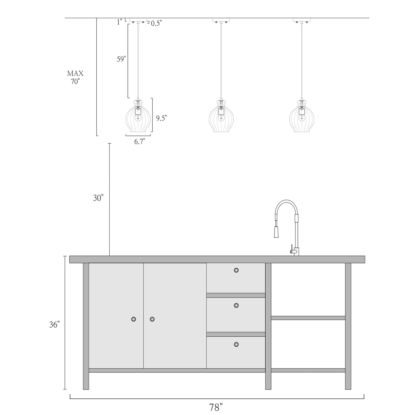 Suspension en laiton Coria, style moderne du milieu du siècle, 1 lumière, lampe d'îlot de cuisine chic, abat-jour cannelé, salle à manger.