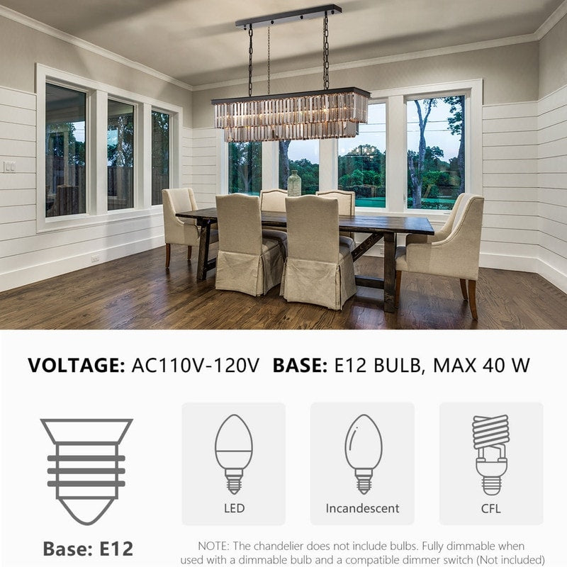 Luminaire suspendu à 2 niveaux pour îlot de cuisine, style moderne et contemporain, avec cristaux, gris fumé et noir, 47 po.