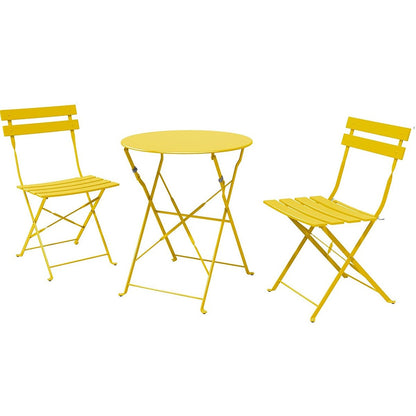 Ensemble de bistro pliable en métal 3 pièces, ensemble de conversation résistant aux intempéries pour l'intérieur et l'extérieur, pour patio, cour, jardin.