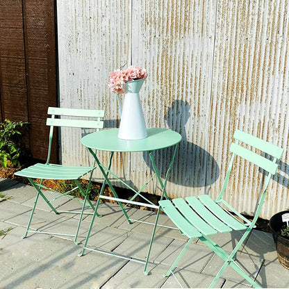 Ensemble de bistro pliable en métal 3 pièces, ensemble de conversation résistant aux intempéries pour l'intérieur et l'extérieur, pour patio, cour, jardin.