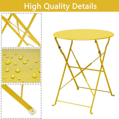 Ensemble de bistro pliable en métal 3 pièces, ensemble de conversation résistant aux intempéries pour l'intérieur et l'extérieur, pour patio, cour, jardin.