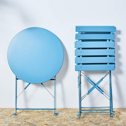 Ensemble de bistro pliable en métal 3 pièces, ensemble de conversation résistant aux intempéries pour l'intérieur et l'extérieur, pour patio, cour, jardin.