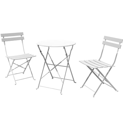 Ensemble de bistro pliable en métal 3 pièces, ensemble de conversation résistant aux intempéries pour l'intérieur et l'extérieur, pour patio, cour, jardin.