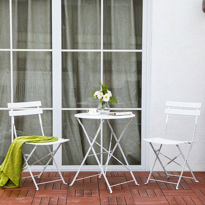 Ensemble de bistro pliable en métal 3 pièces, ensemble de conversation résistant aux intempéries pour l'intérieur et l'extérieur, pour patio, cour, jardin.
