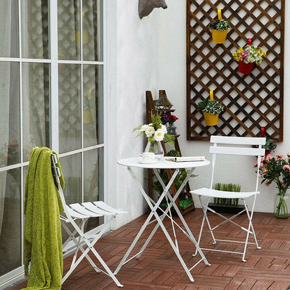 Ensemble de bistro pliable en métal 3 pièces, ensemble de conversation résistant aux intempéries pour l'intérieur et l'extérieur, pour patio, cour, jardin.
