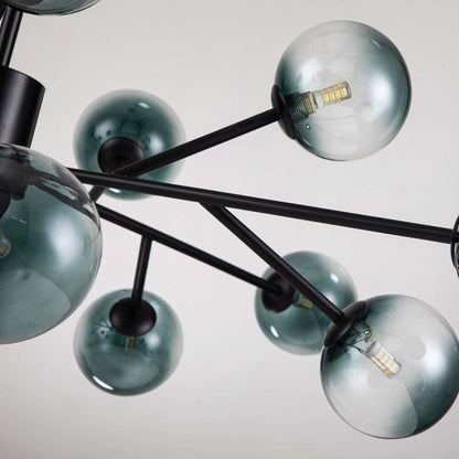 Grand lustre sphérique moderne à bulles de verre, noir ou doré, pour salle à manger