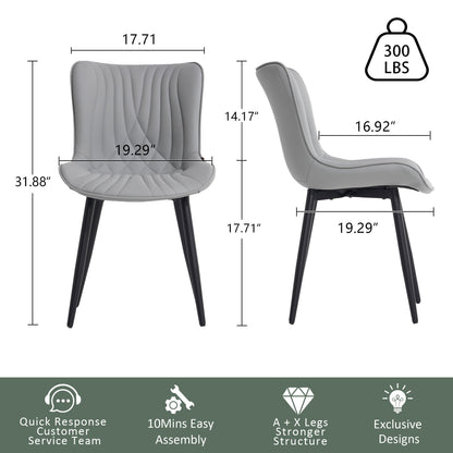 Lot de 2 chaises de salle à manger modernes en cuir capitonné sans accoudoirs