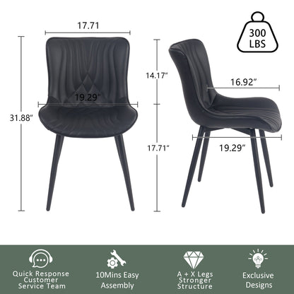 Lot de 2 chaises de salle à manger modernes en cuir capitonné sans accoudoirs