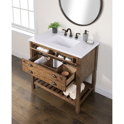 Meuble-lavabo de salle de bain simple Monterey 37, style farmhouse, avec plan de travail.