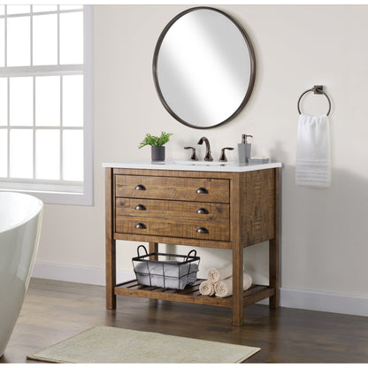 Meuble-lavabo de salle de bain simple Monterey 37, style farmhouse, avec plan de travail.