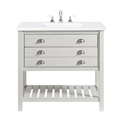 Meuble-lavabo de salle de bain simple Monterey 37, style farmhouse, avec plan de travail.