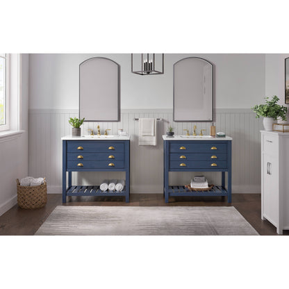 Meuble-lavabo de salle de bain simple Monterey 37, style farmhouse, avec plan de travail.