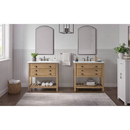 Meuble-lavabo de salle de bain simple Monterey 37, style farmhouse, avec plan de travail.