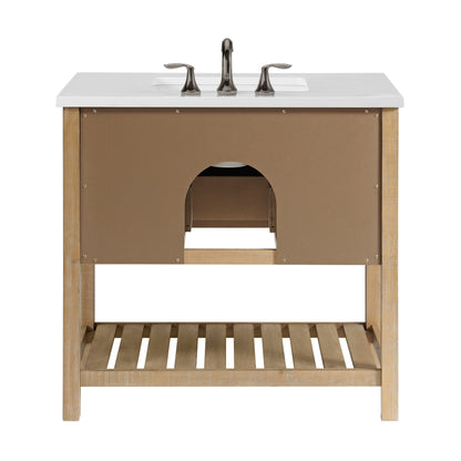 Meuble-lavabo de salle de bain simple Monterey 37, style farmhouse, avec plan de travail.