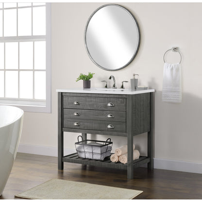 Meuble-lavabo de salle de bain simple Monterey 37, style farmhouse, avec plan de travail.