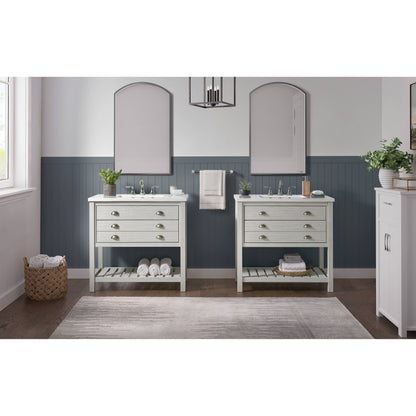 Meuble-lavabo de salle de bain simple Monterey 37, style farmhouse, avec plan de travail.