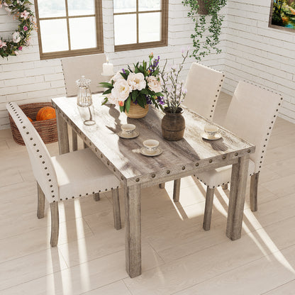 Ensemble de salle à manger Morden Fort, style farmhouse, table rectangulaire et 5 chaises.