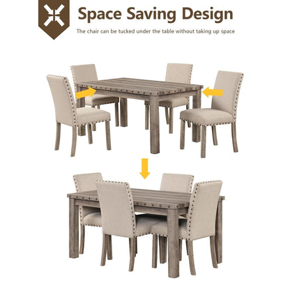 Ensemble de salle à manger Morden Fort, style farmhouse, table rectangulaire et 5 chaises.