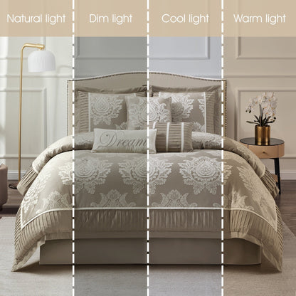 Ensemble de Couette Traditionnel Damassé 7 Pièces Nanshing Tiana