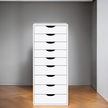 Armoire étroite en bois à 9 tiroirs avec tiroirs à coulisses fluides et étagère de rangement supérieure.