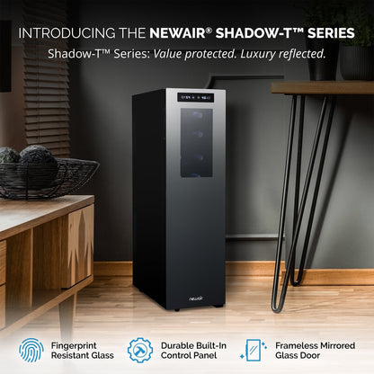 Cave à vin réfrigérante Newair Shadow-T Series, 18 bouteilles, double zone de température, autoportante, thermoélectrique, contrôle numérique