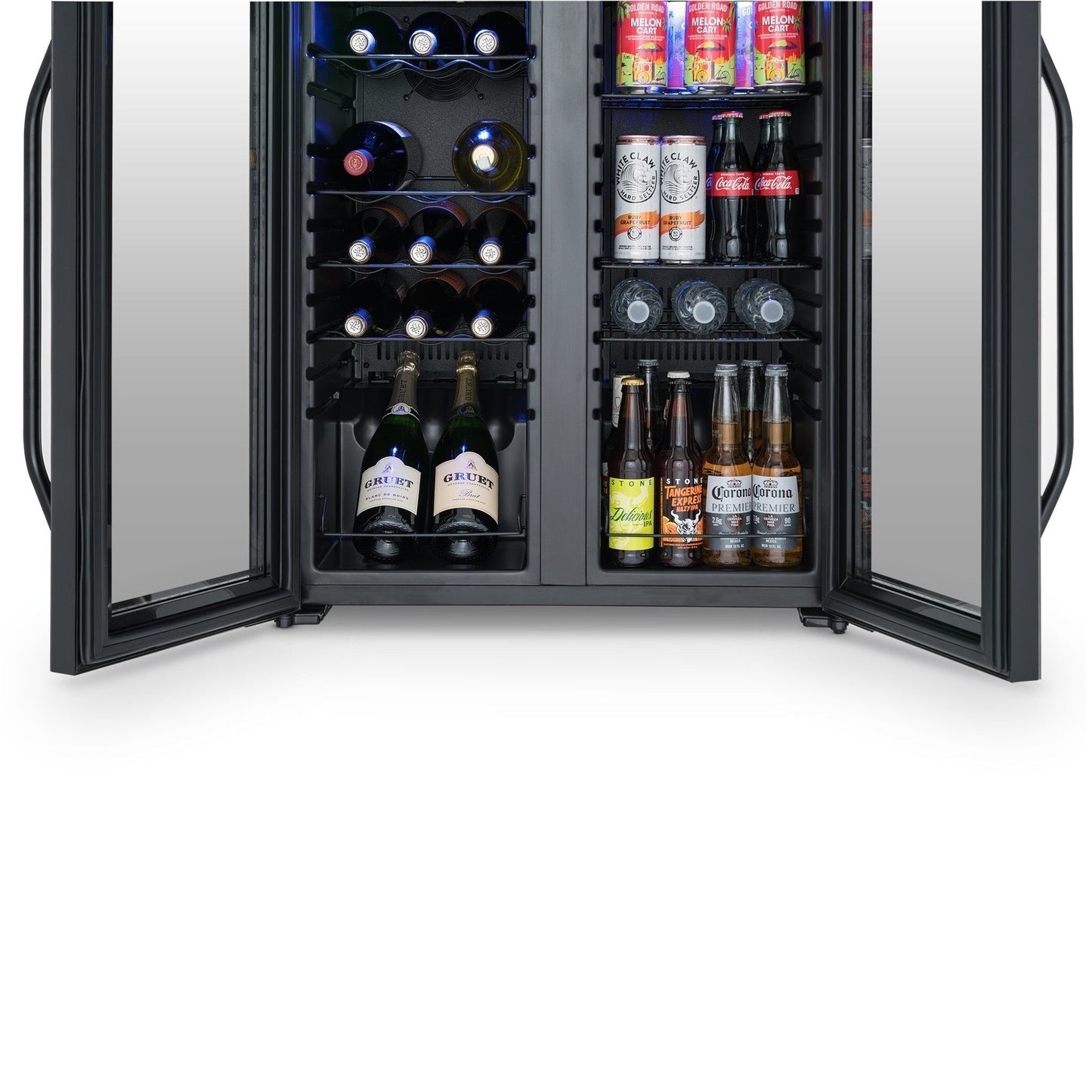 Réfrigérateur à vin et boissons Newair, 18 bouteilles et 59 canettes, double zone de température, autonome, contrôle numérique de la température