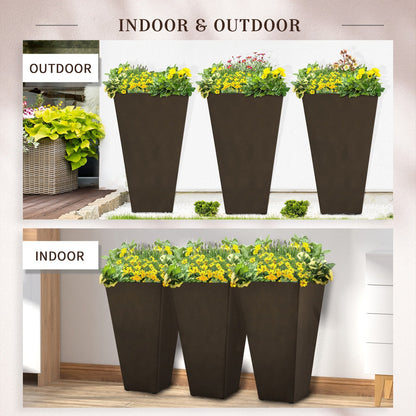 Outsunny 28 Tall Plastic Flower Pot, Set of 3, Large Outdoor & Indoor Plastic Garden Planters, for Entryway, Patio, Yard