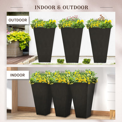 Outsunny 28 Tall Plastic Flower Pot, Set of 3, Large Outdoor & Indoor Plastic Garden Planters, for Entryway, Patio, Yard