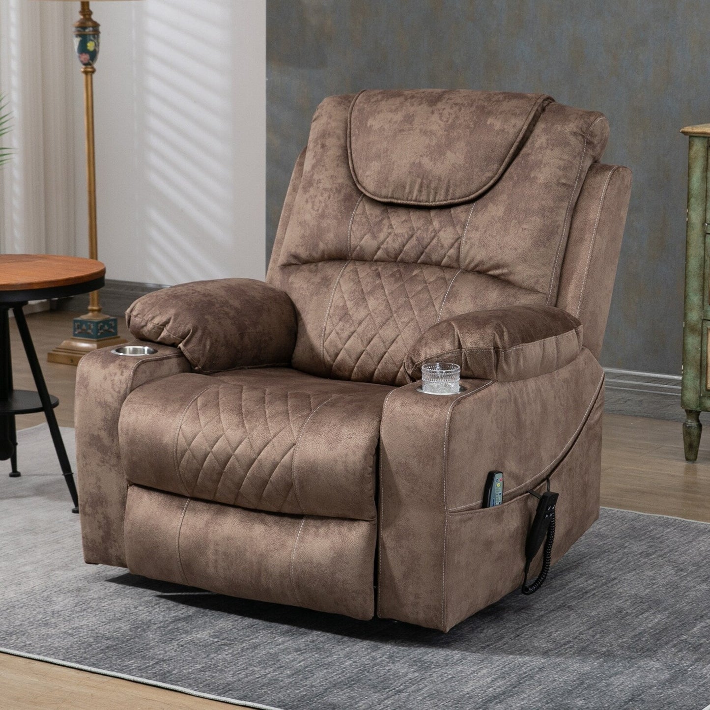 Chaise inclinable à levage électrique améliorée, modèle phare, à double moteur, avec contrôle indépendant, surdimensionnée, inclinable à 180° et à dossier plat.
