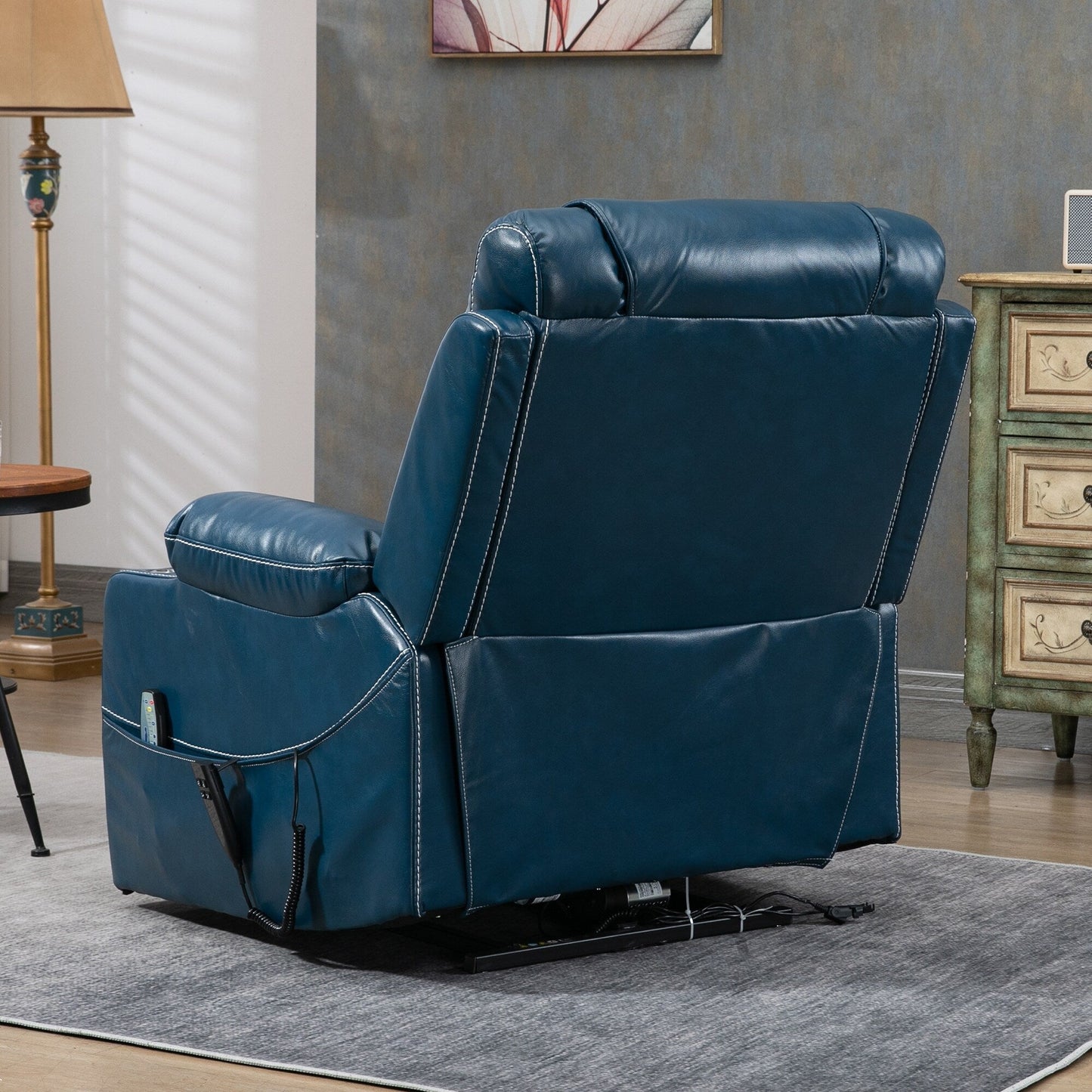 Chaise inclinable à levage électrique améliorée, modèle phare, à double moteur, avec contrôle indépendant, surdimensionnée, inclinable à 180° et à dossier plat.