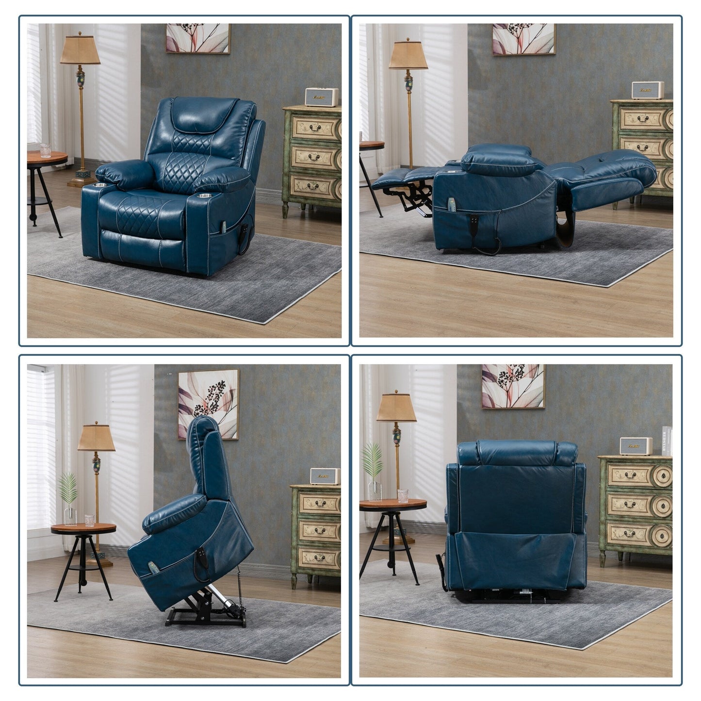 Chaise inclinable à levage électrique améliorée, modèle phare, à double moteur, avec contrôle indépendant, surdimensionnée, inclinable à 180° et à dossier plat.