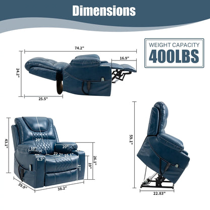 Chaise inclinable à levage électrique améliorée, modèle phare, à double moteur, avec contrôle indépendant, surdimensionnée, inclinable à 180° et à dossier plat.