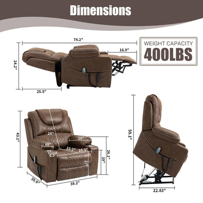 Chaise inclinable à levage électrique améliorée, modèle phare, à double moteur, avec contrôle indépendant, surdimensionnée, inclinable à 180° et à dossier plat.